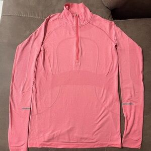 Lululemon Running Half Zip Lightweight Pullover Top Heathered Pink Size S